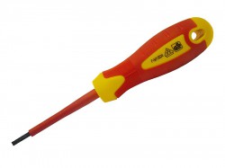Faithfull VDE Screwdriver Soft-Grip Parallel Slotted Tip 5.5 x 125mm