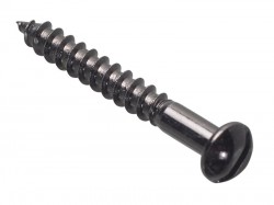 Forgefix Wood Screw Slotted Round Head ST Black Japanned 1.1/2in x 10 Forge Pack 8