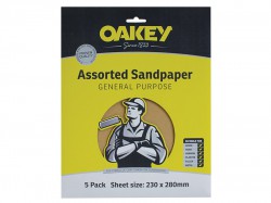 Oakey Glasspaper Sanding Sheets 230 x 280mm Fine 120g (5)
