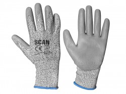Scan Grey PU Coated Cut 3 Gloves - L (Size 9)