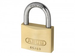 ABUS Mechanical 65IB/40 40mm Brass Padlock Stainless Steel Shackle Keyed 6404