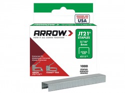 Arrow JT21 T27 Staples 8mm ( 5/16in) Box 5000