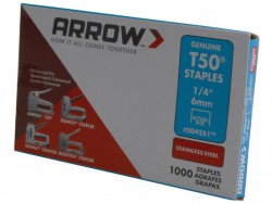 Arrow T50 Staples Stainless Steel 504SS 6mm (1/4in) Box 1000