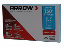 Arrow T50 Staples Stainless Steel 505SS 8mm ( 5/16in) Box 1000