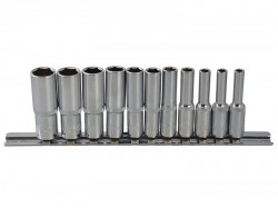 BlueSpot Tools Deep Socket Set of 11 Metric 1/4in Square Drive