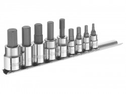 Britool Expert Hex Bit Socket Set of 9 1/4 & 3/8in Drive