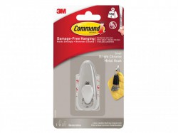 Command Small Metal Hook, Bright Chrome Finish