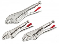 Crescent Curved Jaw Locking Pliers with Wire Cutter Set  3 Piece