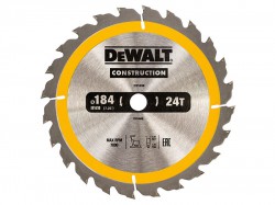 DEWALT Construction Circular Saw Blade 184 x 16mm x 24T