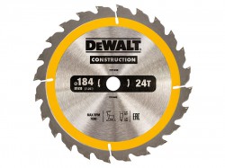 DEWALT Portable Construction Circular Saw Blade 184 x 16mm x 24T