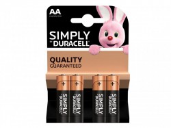 Duracell Simply AA Alkaline MN1500 Batteries (Pack 4)