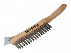 Faithfull 680/4S Heavy-Duty Scratch Brush with Scraper - 4 Row