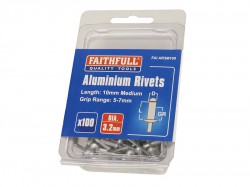 Faithfull Aluminium Rivets 3.2mm x 10mm Medium Pre-Pack of 100