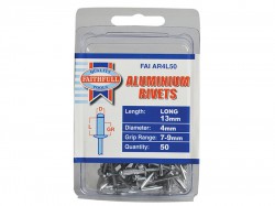 Faithfull Aluminium Rivets 4mm x 13mm Long Pre-Pack of 50