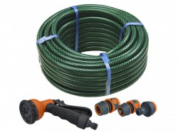 Faithfull PVC Reinforced Hose 30 Metre Fittings & Spray Gun