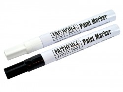 Faithfull Paint Marker Pen Black & White (Pack 2)