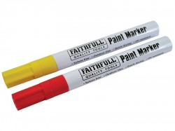 Faithfull Paint Marker Pen Yellow & Red (Pack 2)