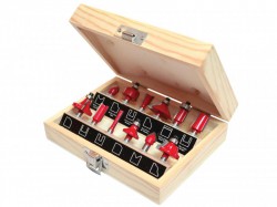 Faithfull Router Bit Set of 12 TCT 1/4in Shank