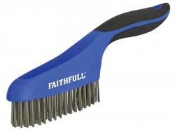 Faithfull Scratch Brush Soft Grip 4 x 16 Row Stainless Steel