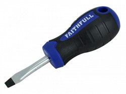 Faithfull Soft-Grip Screwdriver Slotted Flared Tip 6.5mm x 40mm Stubby