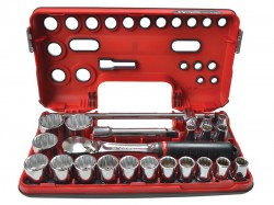 Facom 12Pt Detection Box Socket Set 22 Piece Metric 1/2in Drive