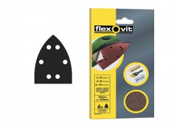 Flexovit Detail Hook & Loop Sanding Sheets 95 x 145mm Medium 80g (6)