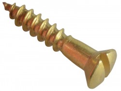 Forgefix Wood Screw Slotted Raised Head ST Solid Brass 3/4in x 6 Forge Pack 25