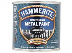 Hammerite Direct to Rust Hammered Finish Metal Paint Black 250ml