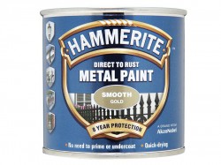 Hammerite Direct to Rust Smooth Finish Metal Paint Gold 250ml