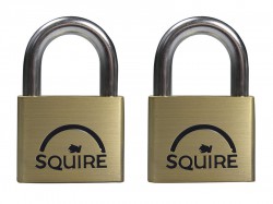 Henry Squire LN5T Lion Brass Padlocks 5-Pin 50mm Twin Pack