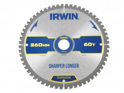 IRWIN Construction Circular Saw Blade 260 x 30mm x 60T ATB/Neg M