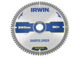 IRWIN Construction Circular Saw Blade 260 x 30mm x 80T ATB/Neg M