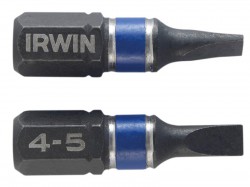 IRWIN Impact Screwdriver Bits Slotted 4.5 x 25mm Pack of 2