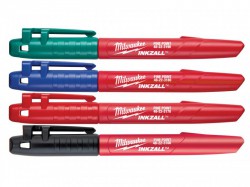 Milwaukee Hand Tools INKZALL Fine Tip Marker Assorted Colours (Pack 4)