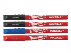 Milwaukee Hand Tools INKZALL Ultra Fine Tip Pen Assorted Colours (Pack 4)