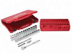 Milwaukee Hand Tools 3/8in Drive Ratcheting Socket Set Metric, 32 Piece