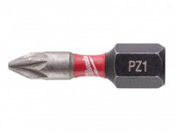 Milwaukee Power Tools SHOCKWAVE Impact Duty Bits PZ1 x 25mm (Pack 25)
