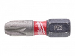 Milwaukee Power Tools SHOCKWAVE Impact Duty Bits PZ3 x 25mm (Pack 25)