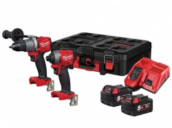 Milwaukee Power Tools M18 FPP2L2-502P FUEL Powerpack Twin Pack 18V 2 x 5.0Ah Li-ion