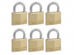 Master Lock Solid Brass 40mm Padlock 4-Pin - Keyed Alike x 6