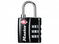 Master Lock TSA 3 Digit Combination Black Finish 30mm Padlock