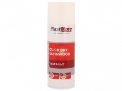 PlastiKote Trade Quick Dry Trim Spray Satinwood White 400ml