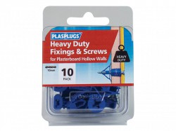Plasplugs HWHS010 Heavy-Duty Plasterboard Fixings & Screws Pack of 10