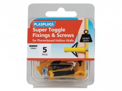 Plasplugs Super Toggle Fixings & Screws Pack 5