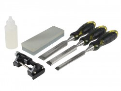 Roughneck Professional Bevel Edge Chisel Set of 3 & Sharpening Kit 13, 19 & 25mm