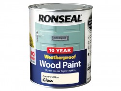 Ronseal 10 Year Weatherproof Wood Paint Country Cotton Gloss 750ml