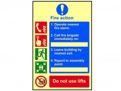 Scan Fire Action Procedure - Photoluminescent Sign 200 x 300mm