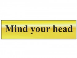 Scan Mind Your Head - Polished Brass Effect 200 x 50mm
