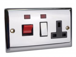 SMJ Switched Cooker Control Unit Neon 45A 1-Gang Chrome