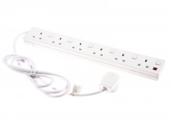 SMJ Extension Lead 240 Volt 6 Way 13A Switched Neon 2 Metre